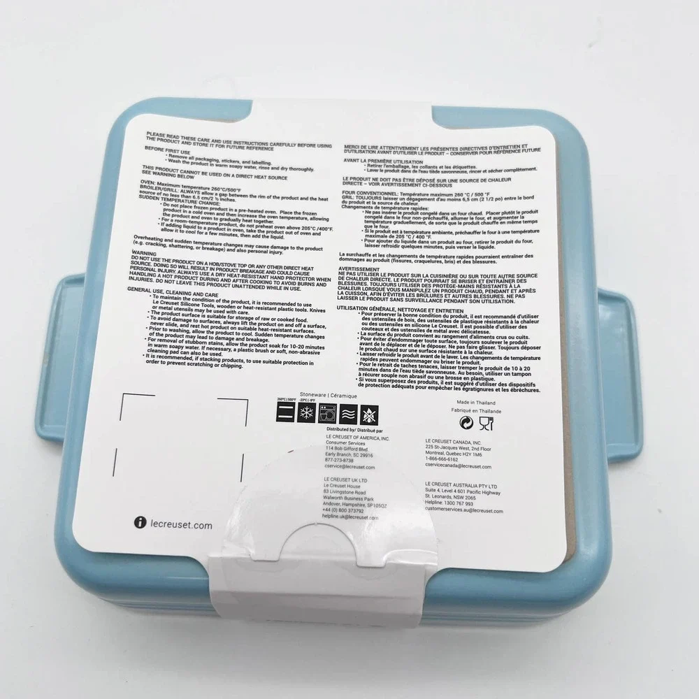 LE CREUSET NWT Baby Blue 5 1/2 IN 20 OZ Square Baking Dish - Picture 3 of 4
